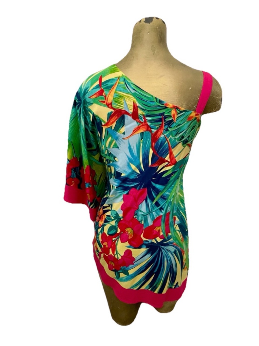 CACHE Tropical Uni Sleeve SILK Blend BLOUSE Size Small - Picture 6 of 9